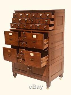 20th C Antique Tiger Oak Combination Legal / Index File Cabinet Rare Format