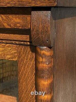 20th C Antique Tiger Oak Double Door Bookcase / Cabinet Blanchard Hamilton