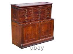 20th C Antique Tiger Oak Globe Wernicke Barrister Bookcase / File Cabinet