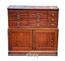 20th C Antique Tiger Oak Globe Wernicke Barrister Bookcase / File Cabinet