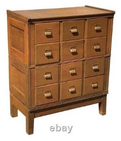 20th C Antique Tiger Oak Yawman & Erbe Arts & Crafts 12 Drawer File Cabinet