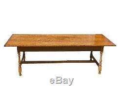 20th C Monumental W&m Antique Style Tiger Maple Harvest / Tavern / Dining Table