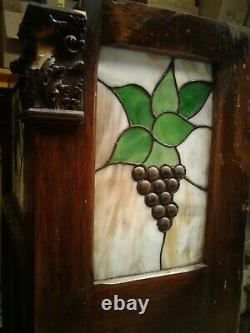 2 Antique Tiger Quarter Sawn Oak Cigar Store Back Bar Cabinet Tops Stained Glass