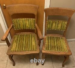 2 Matching Formal Tiger Oak Dining Room Chairs with Claw Feet -Captain & Regular