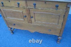 31367 Antique Tiger Oak Buffet Sideboard Server Cabinet with Mirror