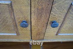 31367 Antique Tiger Oak Buffet Sideboard Server Cabinet with Mirror