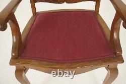4 Antique Tiger Oak American Dining Chairs Upholstered Seats, America 1910 H1198