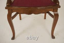 4 Antique Tiger Oak American Dining Chairs Upholstered Seats, America 1910 H1198