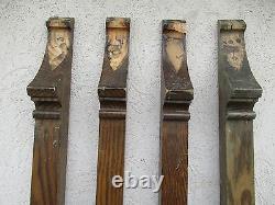 4 Antique Victorian Gothic Tiger Oak Column Architectural Salvage Trim Molding F