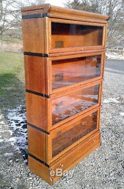 4 Stack BARRISTER BOOKCASE Globe Wernicke with Drawer Solid Tiger Oak 1915 Era