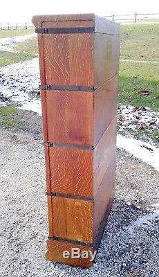 4 Stack BARRISTER BOOKCASE Globe Wernicke with Drawer Solid Tiger Oak 1915 Era