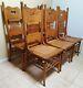 6 Beautiful Antique Larkin Golden Oak Tiger Eye Pressed Back Chairs Refinished