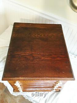 6 Drawer Tiger Oak Antique Spool Cabinet Country Store Counter Dispay