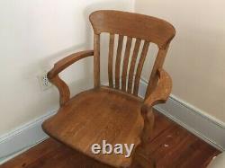 ANTIQUE Golden Tiger OAK OFFICE CHAIR on casters. Local Pick Up New York