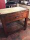 Antique Industrial Hamilton Wood Lithographer Table Rare 1920's Tiger Oak Marble