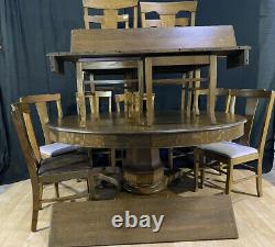 ANTIQUE Oval Solid Tiger Oak Table 10 CHAIRS 3 Leaves Buyer Pays Shipping