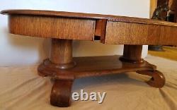 ANTIQUE QUARTER SAWN AMERICAN TIGER OAK COFFEE TABLE 44 Lx 28W Excellnt cndtn