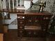 Antique Singer Sewing Machine 1900's In Tiger Oak Closed Cabinet With Treadle
