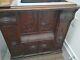 Antique Singer Sewing Machine 1900's In Tiger Oak Closed Cabinet With Treadle