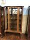 Antique Tiger Oak Bow Front Curio Cabinet With3 Shelves Withdouble Plate Groves