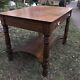 Antique Tiger Oak Victorian Parlor Library Table 42 1890s