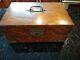 Antique Tiger Oak Wooden Cigar/tobacco Humidor Withbrass Trimboxcaseno Key