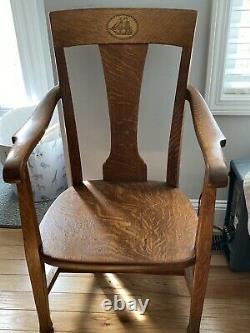 ANTIQUE / VTG TIGER OAK Arm Chair Dining Light Finish Very Heavy Exc Cond