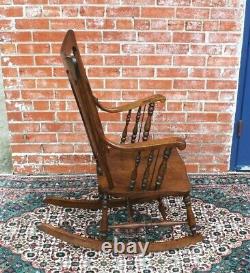American Antique Tiger Oak Wood Rocking Chair Living Room Furniture