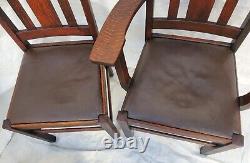 American Arts & Crafts Mission Tiger Oak Set of 6 Dining Chairs Original Finish