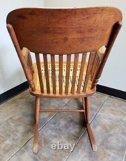 American Tiger Oak with Cane Seat with Arms Rocking Chair Rocker 33 H x 23 W