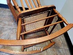 American Tiger Oak with Cane Seat with Arms Rocking Chair Rocker 33 H x 23 W