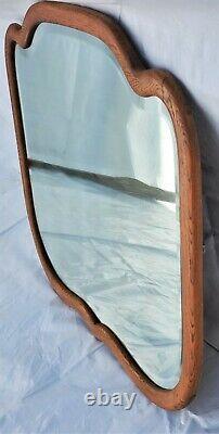 American Victorian Large Tiger Oak Fraed Beveled Mirror