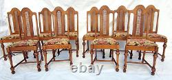 American Victorian Set of 10 Tiger Oak Dining Kitchen Chairs Restored 1900s