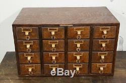 Antique 16 Drawer Tiger Oak Library Bureau Sole Makers Card Catalog File Cabinet