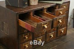 Antique 16 Drawer Tiger Oak Library Bureau Sole Makers Card Catalog File Cabinet