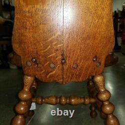 Antique 1800's Hand Carved Double Dragon Curved Back Tiger Oak Chair