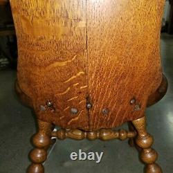 Antique 1800's Hand Carved Double Dragon Curved Back Tiger Oak Chair