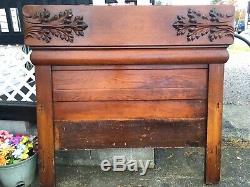 Antique 1800s Victorian Tiger Oak Bed Carved Clawfoot Ornate RARE Full Bombay