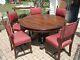 Antique 1890's Tiger Oak Hastings 54 Round Table & Chairs Paw Feet Horner Style