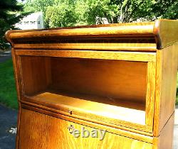 Antique 1895 Quarter-Sawn Tiger Golden Oak Stacking Barrister Bookcase Secretary
