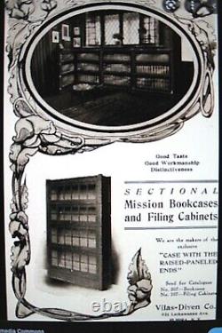 Antique 1905 FUMED TIGER OAK VILAS-DIVEN MISSION BARRISTER STACKING BOOKCASE