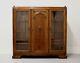 Antique 1920s English Art Deco Quartersawn Tiger Oak Curio / Bookcase Cabinet