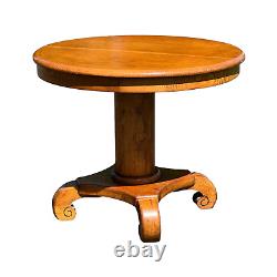 Antique 19th Century Tiger Oak End Table with Tetrapod Base