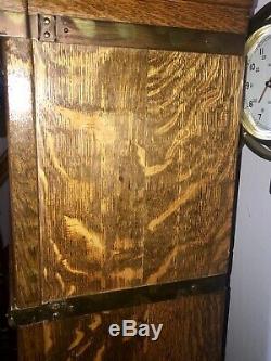 Antique 1/4 Sawn Tiger Oak Globe Wernicke Stack Barrister Bookcase Base & Crown