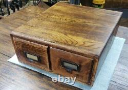 Antique 2 Drawer (3x5) Globe Tiger Oak File Cabinet Desk Top