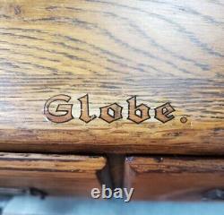 Antique 2 Drawer (3x5) Globe Tiger Oak File Cabinet Desk Top