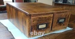 Antique 2 Drawer (3x5) Globe Tiger Oak File Cabinet Desk Top