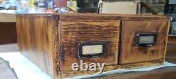 Antique 2 Drawer (3x5) Globe Tiger Oak File Cabinet Desk Top