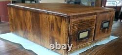 Antique 2 Drawer (3x5) Globe Tiger Oak File Cabinet Desk Top