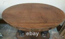 Antique 41 Tiger Oak Claw Foot Oval Parlor Lamp Library Table from W & H Walker